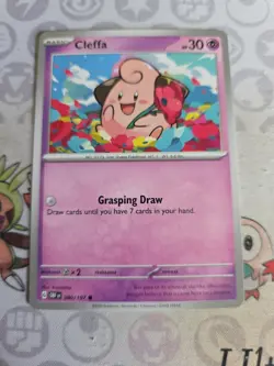 Cleffa 80/197 Obsidian Flames Reverse Holo Pokemon Card 2023 - Image 1