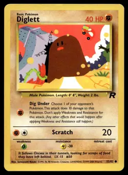 Diglett 52/82 Pokemon Card Team Rocket Common 40 HP Lightly Played Z17 - Image 1