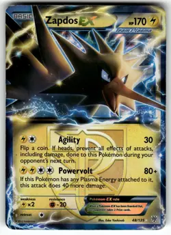 Zapdos EX 48/135 Holo EX Rare Plasma Storm Pokemon Heavily Played - Image 1
