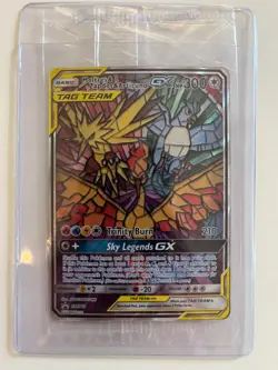 2019 Pokemon Moltres Zapdos Articuno GX #SM210 Stained Glass Promo Sealed - Image 1