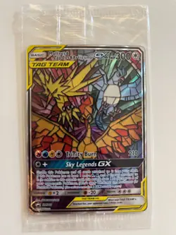 2019 Pokemon Moltres Zapdos Articuno GX #SM210 Stained Glass Promo Sealed - Image 3