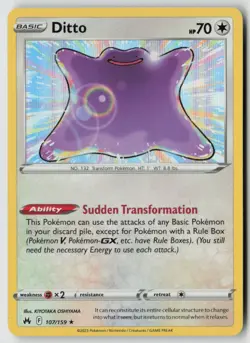 Ditto 107/159 Holo Rare Crown Zenith Pokemon Lightly Played - Image 1
