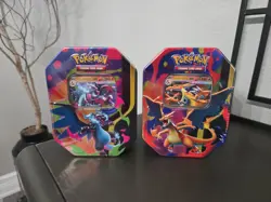 Pokemon TCG Mega Charizard X and Y ex Tin (Set of 2 Tins) Brand New Sealed - Image 1