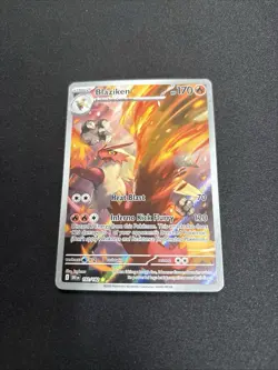 2025 Pokemon Destined Rivals Blaziken Illustration Rare 192/182 Holo Full Art - Image 1