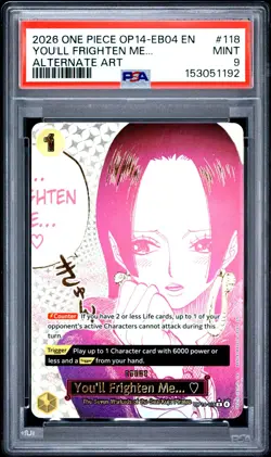 2025 One Piece OP14 EB04 EN You'll Frighten Me Alternate Art #118 PSA 9 MINT - Image 1