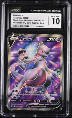 2022 Black Star Promos #SWSH229 Mewtwo V Pokemon GO Elite Trainer Box CGC 10 - Image 1