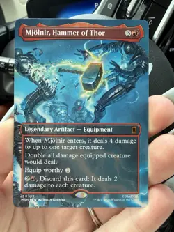 SHIPS TODAY!! Mjolnir, Hammer of Thor Borderless 339 [Marvel Super Heroes] MTG - Image 1