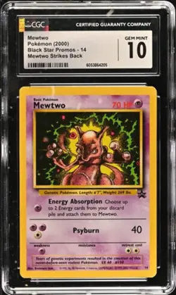 CGC 10 - 2000 WOTC Black Star PROMO Mewtwo # 14 Pokemon Card - Image 1