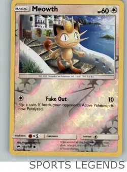 2017 pokemon Burning Shadows reverse holo Meowth 101/147 - Image 1