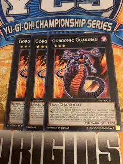 YUGIOH 3X Gorgonic Guardian LVAL-EN051 MP14-EN220 PLAYSET NM - Image 1