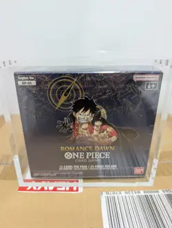 One Piece TCG OP-01 Romance Dawn Blue Bottom Booster Box Sealed w/ Acrylic Case - Image 1