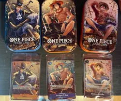 One Piece Tin Pack Set Vol. 2 - Luffy, Sabo, and Ace(EMPTY TIN, ONLY PROMO CARD) - Image 1