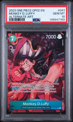 Bandai One Piece OP02-041 Monkey D. Luffy Alt Art Foil PSA 10 English 2023 - Image 1