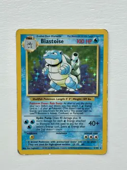 Pokemon TCG Vintage WOTC Base Set Holo Rare Blastoise Card 2/102 for the Binder - Image 1