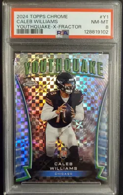 CALEB WILLIAMS 2024 TOPPS CHROME YOUTHQUAKE XFRACTOR ROOKIE RC #Y1 PSA 8 NM-MT - Image 1