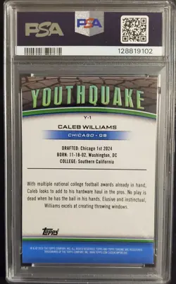 CALEB WILLIAMS 2024 TOPPS CHROME YOUTHQUAKE XFRACTOR ROOKIE RC #Y1 PSA 8 NM-MT - Image 2