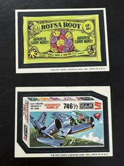 1975 Topps Wacky Packs Series 14 Lot of 2 White Back Stickers - Image 1