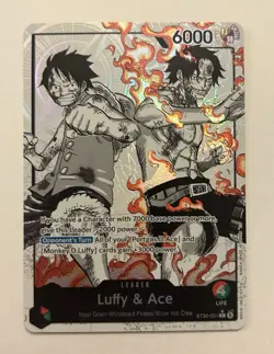 Bandai One Piece Card Game Luffy & Ace Leader Alt Art Holo ST30-001 ENG 6000 - Image 1