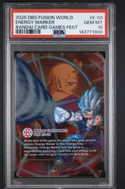 2025 DBS FUSION WORLD RED ENERGY MARKER BANDAI CARD GAMES FEST 25-26 PSA 10 GEM - Image 1