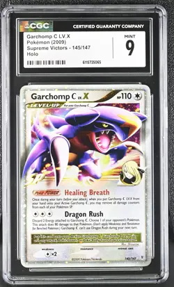 CGC 9 MINT Garchomp C LV.X 2009 Supreme Victors 145/147 Holo Pokemon Card - Image 1