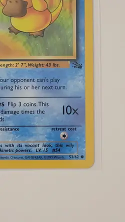 Psyduck 53/62 Fossil Unlimited Common Card 1999 Pokemon TCG NM First Edition - Image 2