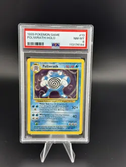 1999 POKEMON BASE SET UNLIMITED #13 POLIWRATH-HOLO PSA 8 - Image 1