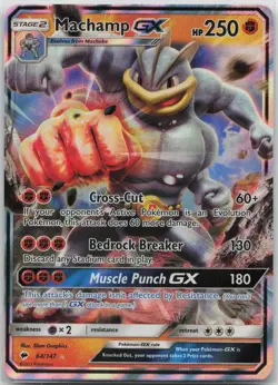 Pokemon Machamp GX GX Rare Holo 64/147 Burning Shadows NM Graphics - Image 1