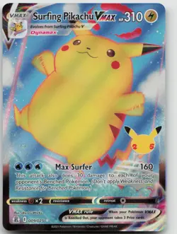 Pokemon Surfing Pikachu VMAX 009/025 Holo VMAX Rare Celebrations Holo NM - Image 1