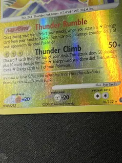 2007 Pokemon Diamond & Pearl Secret Wonders Raikou Reverse Holo #16/132 HP - Image 3