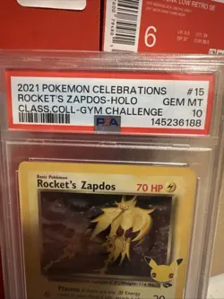 2021 Pokemon Celebrations Gym Challenge ROCKET'S ZAPDOS Holo #15 PSA 10 Class - Image 2