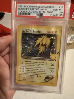 2021 Pokemon Celebrations Gym Challenge ROCKET'S ZAPDOS Holo #15 PSA 10 Class - Image 5