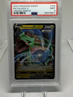 Pokemon 2023 SWSH Crown Zenith Rayquaza v #100/159 PSA 8 - Image 1