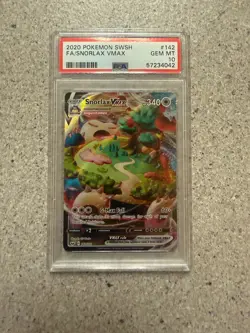 POKEMON SWORD & SHIELD #142 FULL ART/SNORLAX VMAX PSA 10 - Image 1