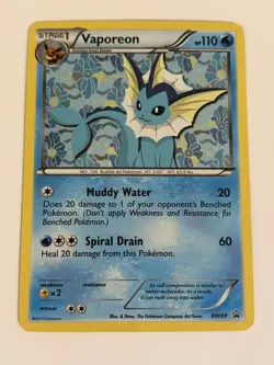 Vaporeon BW89 Holo Promo Black And White Promo Pokemon HP - Image 1