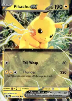 Pikachu ex 028/131 Double Rare Prismatic Evolutions Pokemon Lightly Played - Image 1