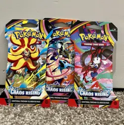 Pokemon TCG Mega Evolution Chaos Rising Booster Pack Lot (3) Packs Blister New - Image 1