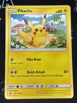 Pikachu 30/111 Common Crimson Invasion Pokemon Near Mint - Image 1