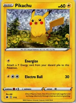 Pikachu 049/203 Common Evolving Skies Pokemon Reverse Holo Near Mint - Image 1