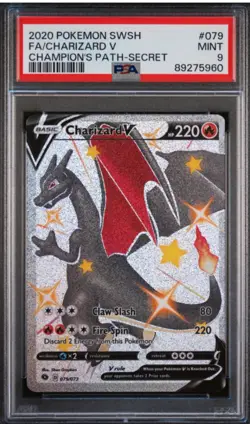 2020 POKEMON SWORD & SHIELD CHAMPION'S PATH SECRET CHARIZARD PSA 9 - Image 1