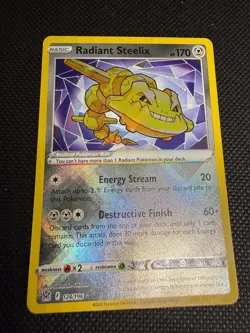 Radiant Steelix 124/196 Radiant Rare Lost Origin Pokemon Holo Near Mint - Image 1