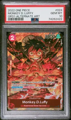 PSA 10 MONKEY D LUFFY Alt Art OP01-024 - One Piece Romance Dawn *Cracked Slab* - Image 5