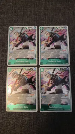 One Piece TCG Trafalgar Law OP13-031 Rare Foil Green EN Character Lot of 4 - Image 1