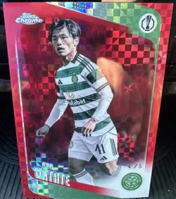 #4 Of 5! 🔥 2025-26 Topps Chrome UEFA RED X-FRACTOR Reo Hatate, Celtic FC - Image 1