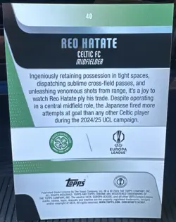 #4 Of 5! 🔥 2025-26 Topps Chrome UEFA RED X-FRACTOR Reo Hatate, Celtic FC - Image 2