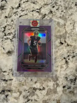 2022 Panini Prizm Drake London Purple Prizm RC /125 #308 Atlanta Falcons SP - Image 1