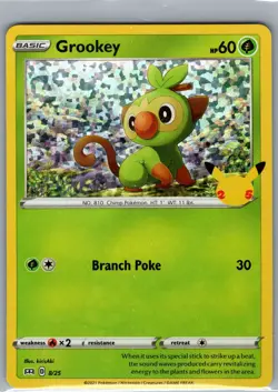 Grookey - 8/25 Holo McDonald's 25th Anniversary Promos - Pokemon Card - NM - Image 1