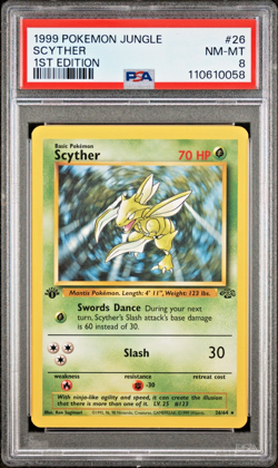 SCYTHER 1999 Pokemon Jungle 1st Edition #26 PSA 8 - Image 1