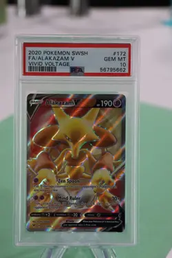 2020 Pokemon SWSH FA Alakazam v Vivid Voltage #172 PSA 10 - Image 1