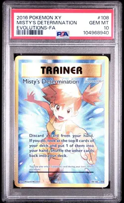 PSA 10 💦 2016 POKEMON XY EVOLUTIONS #108 FULL ART/MISTY'S DETERMINATION - Image 1