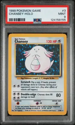1999 Pokemon Game #3 Chansey Holo PSA 9 Mint - Image 1